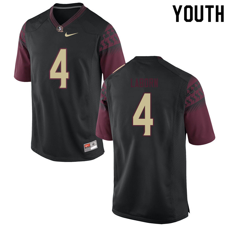 Youth #4 Khalan Laborn Florida State Seminoles College Football Jerseys Sale-Black